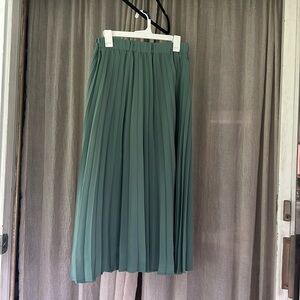 Slate Green Pleated Midi Skirt